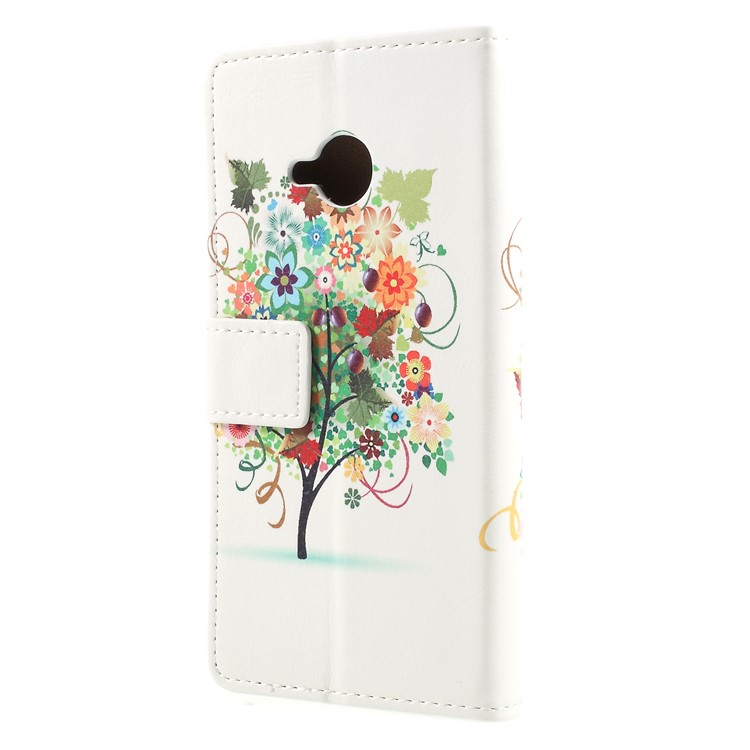 Wallet Stand Patterned Leather Shell Cover for HTC U11 Life - Tree with Flower and Fruit-2