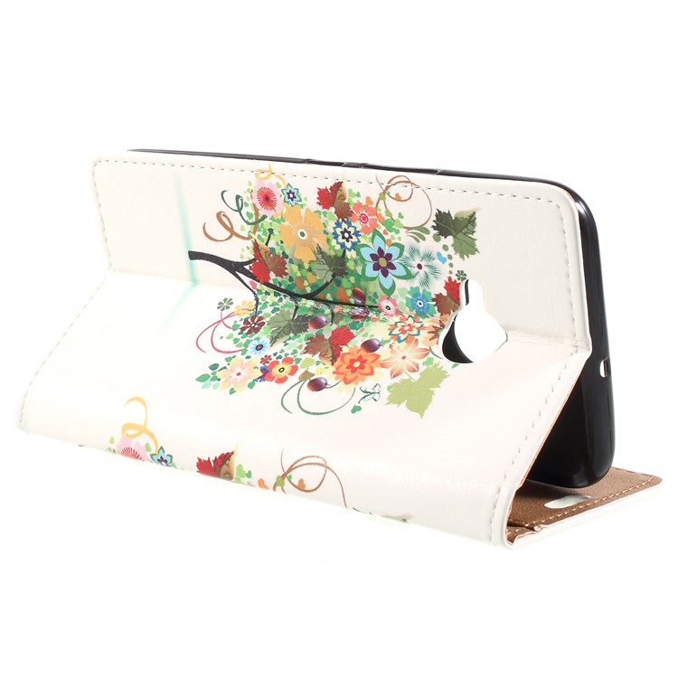 Wallet Stand Patterned Leather Shell Cover for HTC U11 Life - Tree with Flower and Fruit-5