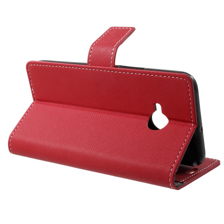 Cross Texture Wallet Leather Stand Case for HTC U11 Life - Red-4