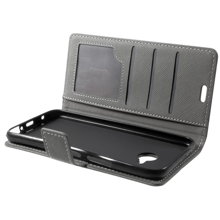 Cross Texture Wallet Leather Magnetic Case for HTC U11 Life - Grey-5