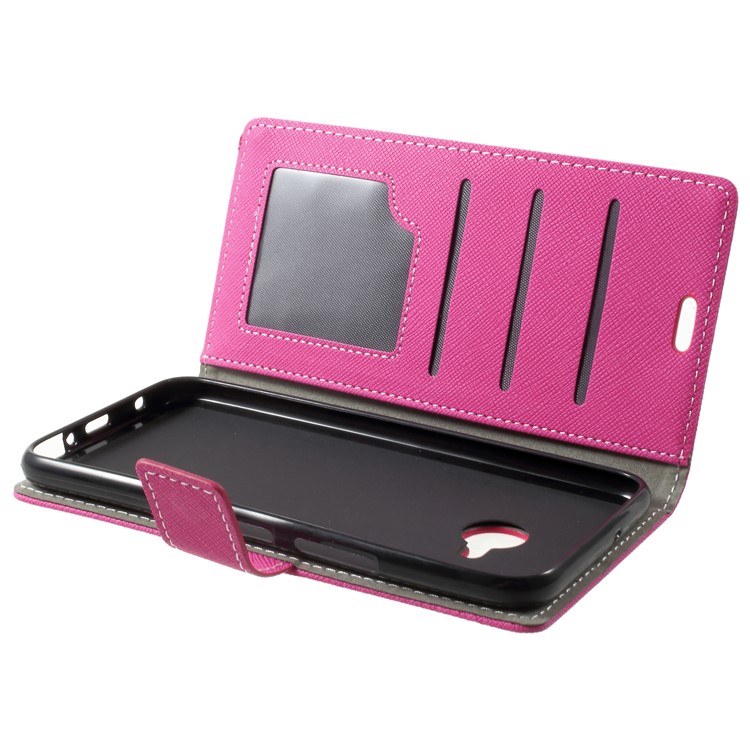 Cross Texture Magnetic Leather Stand Case for HTC U11 Life - Rose-5