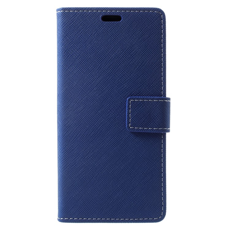 Cross Texture Magnetic Leather Stand Cover for HTC U11 Life - Blue-1