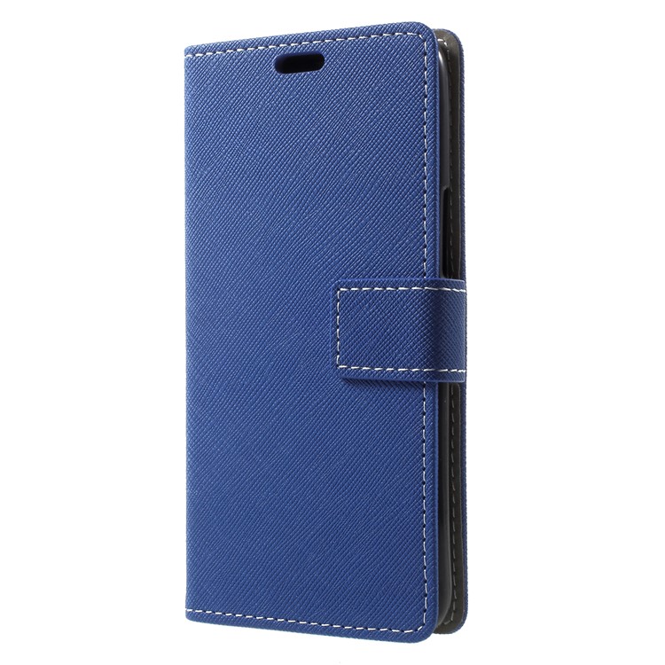 Cross Texture Magnetic Leather Stand Cover for HTC U11 Life - Blue-3