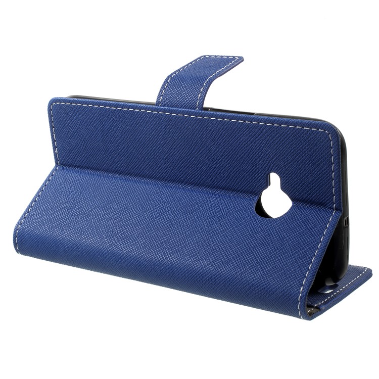 Cross Texture Magnetic Leather Stand Cover for HTC U11 Life - Blue-4