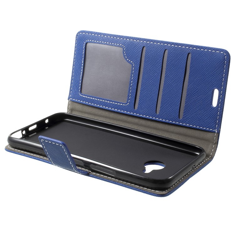 Cross Texture Magnetic Leather Stand Cover for HTC U11 Life - Blue-5