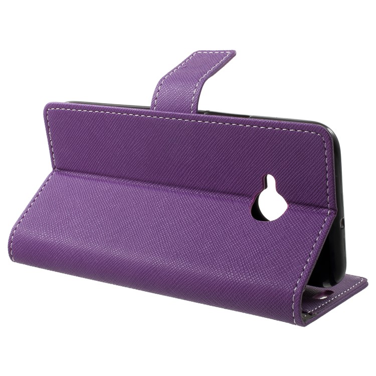 Cross Texture Phone Leather Stand Case for HTC U11 Life - Purple-4