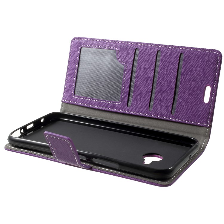 Cross Texture Phone Leather Stand Case for HTC U11 Life - Purple-5
