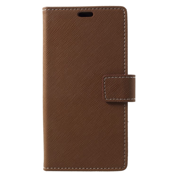 Cross Texture Wallet Leather Cell Phone Case for HTC U11 Life - Brown-1