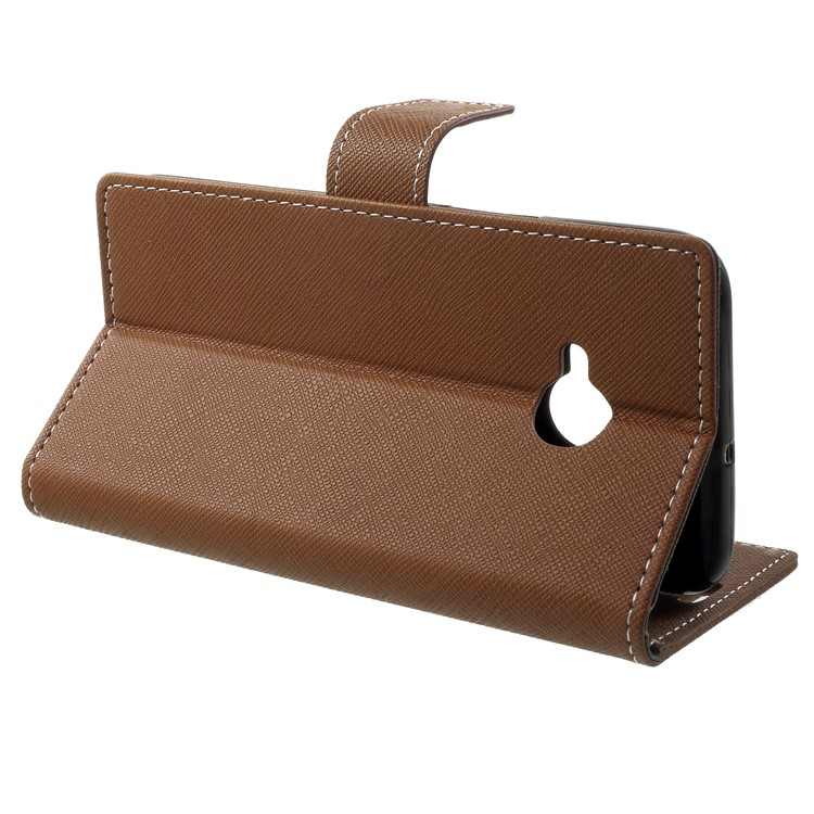 Cross Texture Wallet Leather Cell Phone Case for HTC U11 Life - Brown-4