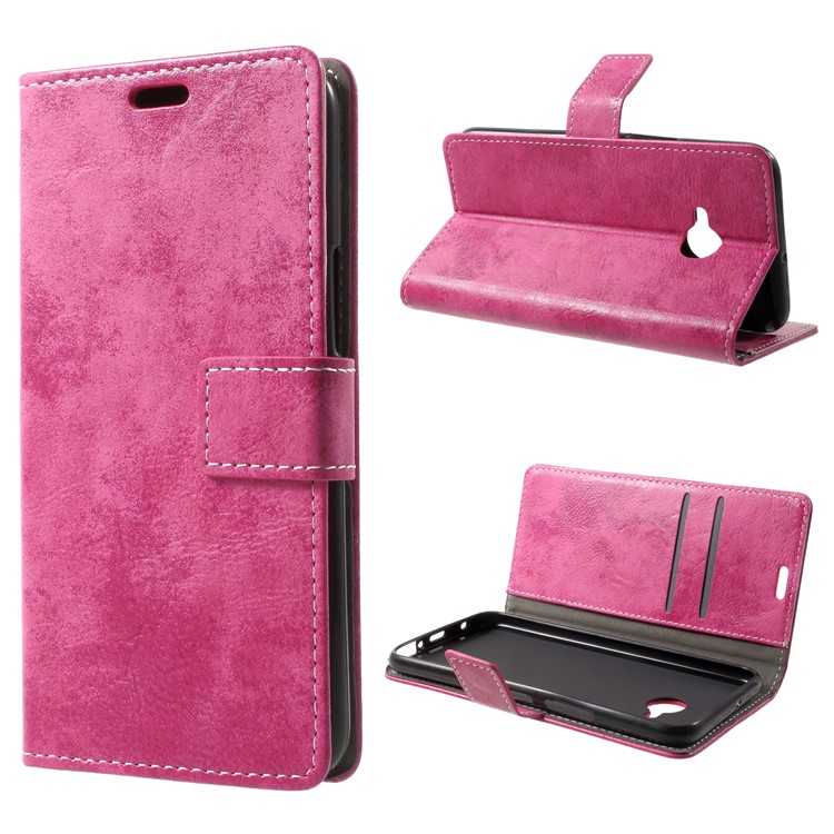 Vintage Style Leather Wallet Case for HTC U11 Life - Rose-1