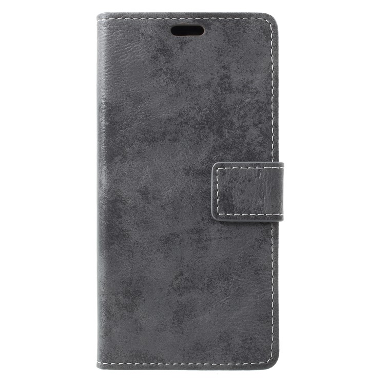Vintage Style Leather Wallet Cover for HTC U11 Life - Grey-1