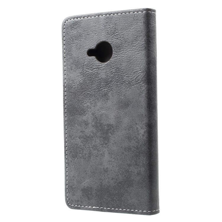 Vintage Style Leather Wallet Cover for HTC U11 Life - Grey-2