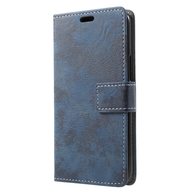 Vintage Style Magnetic Leather Wallet Case for HTC U11 Life - Blue-3