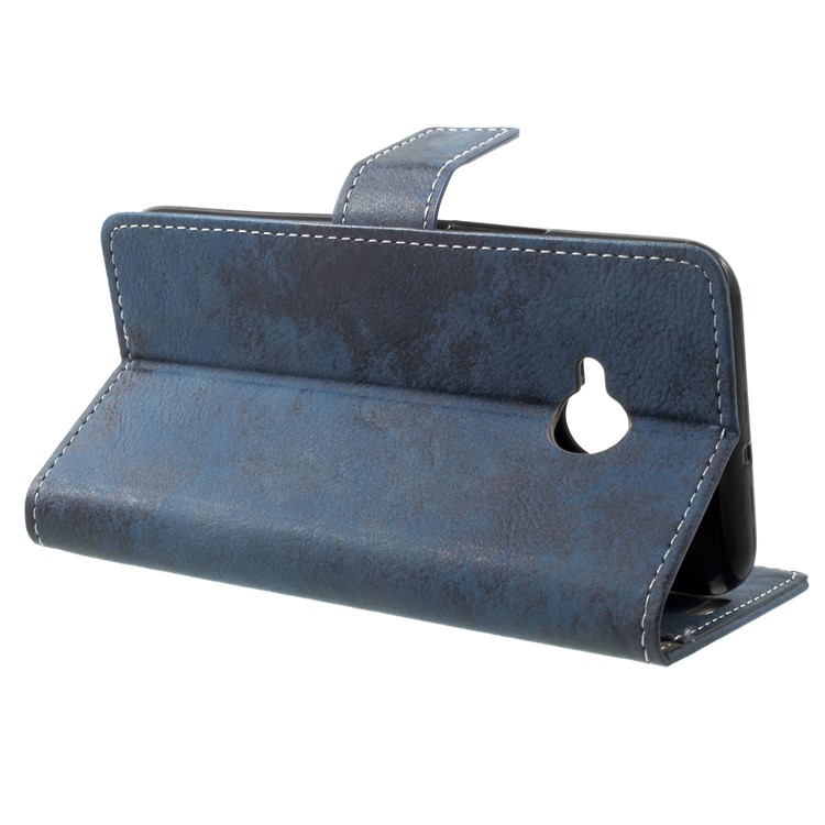 Vintage Style Magnetic Leather Wallet Case for HTC U11 Life - Blue-4