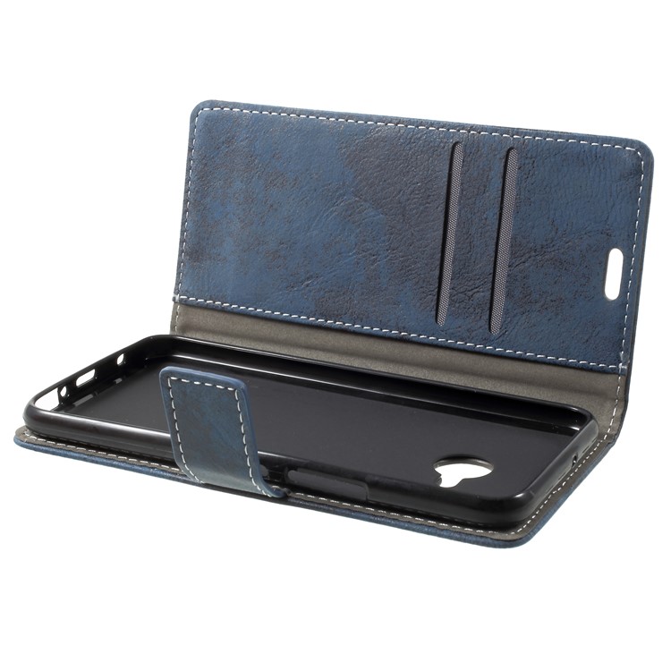Vintage Style Magnetic Leather Wallet Case for HTC U11 Life - Blue-5