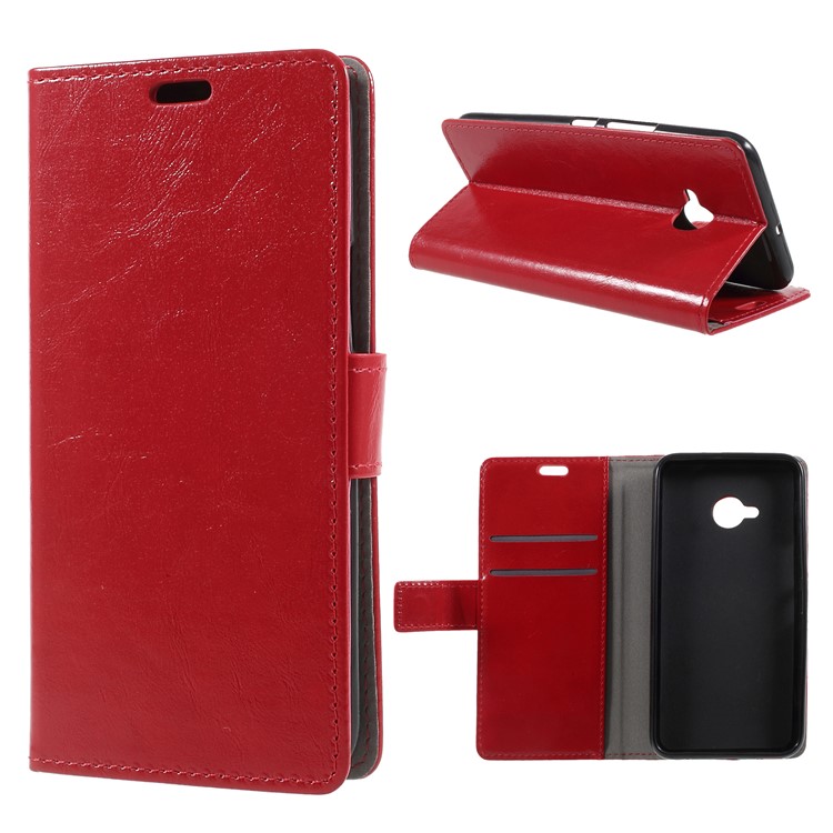 Crazy Horse Leather Wallet Stand Phone Case for HTC U11 Life - Red-1