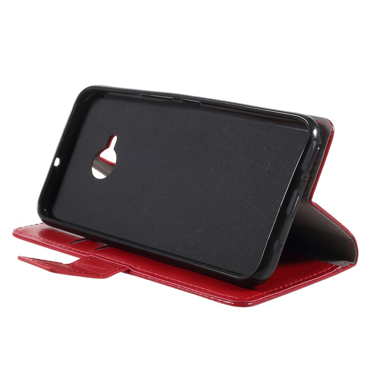 Crazy Horse Leather Wallet Stand Phone Case for HTC U11 Life - Red-4