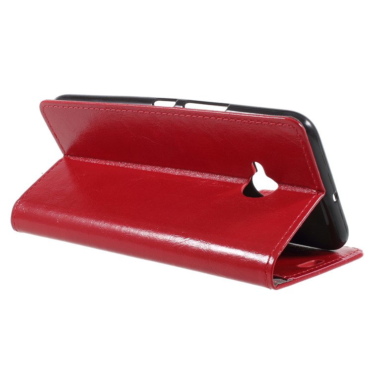 Crazy Horse Leather Wallet Stand Phone Case for HTC U11 Life - Red-5