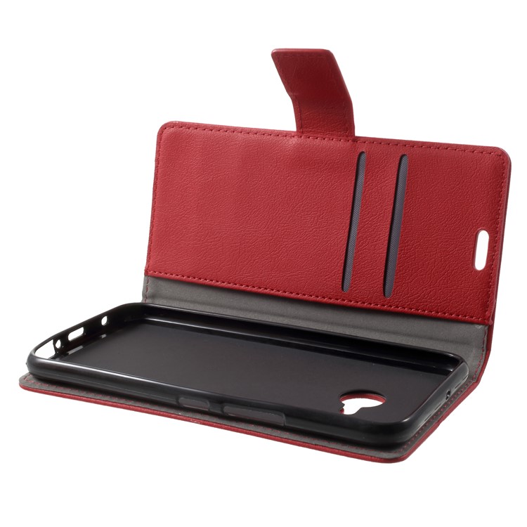 Folio Flip PU Leather Wallet Stand Mobile Phone Cover for HTC U11 Life - Red-5