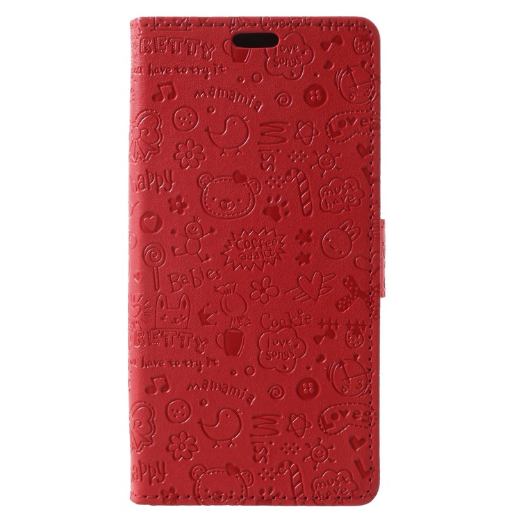 Cartoon Graffiti PU Leather Wallet Stand Mobile Case for HTC U11 Life - Red-3