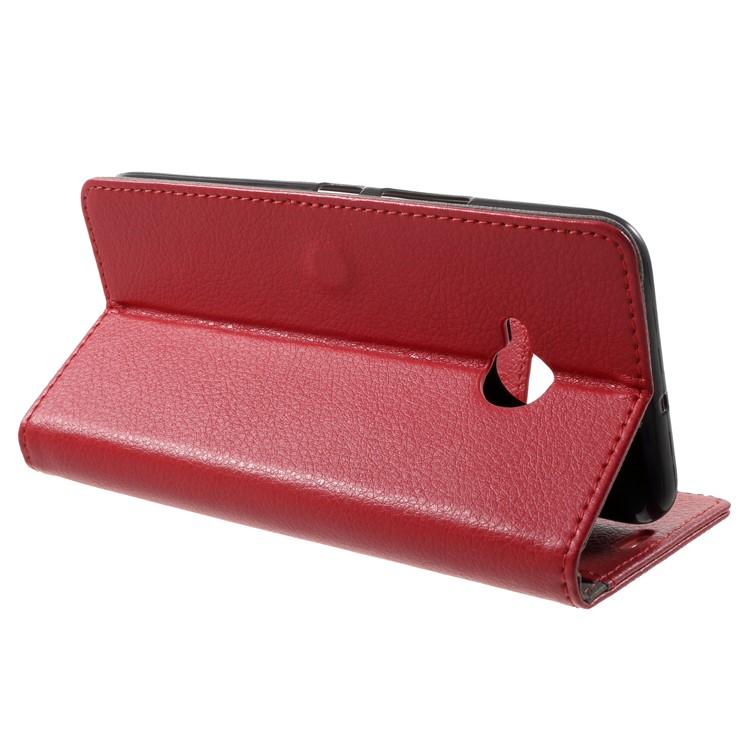 Litchi Skin Wallet Leather Stand Case for HTC U11 Life - Red-4
