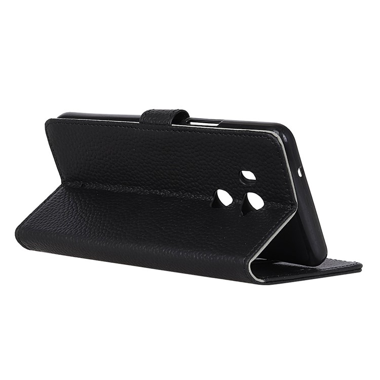 Litchi Texture Genuine Leather Wallet Stand Case for HTC U11+ - Black-5