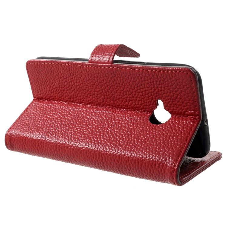 Litchi Texture Genuine Leather Wallet Stand Case for HTC U11 Life - Red-4