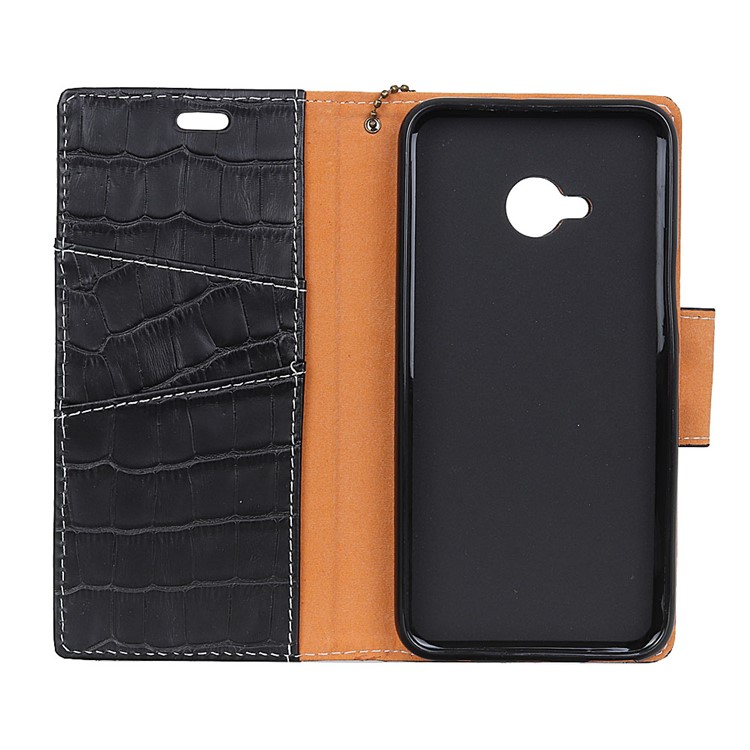 Crocodile Texture Imported Genuine Leather Wallet Stand Case for HTC U11 Life - Black-3
