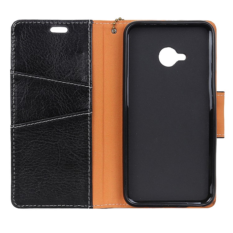 Crazy Horse Texture Imported Genuine Leather Wallet Stand Case for HTC U11 Life - Black-3