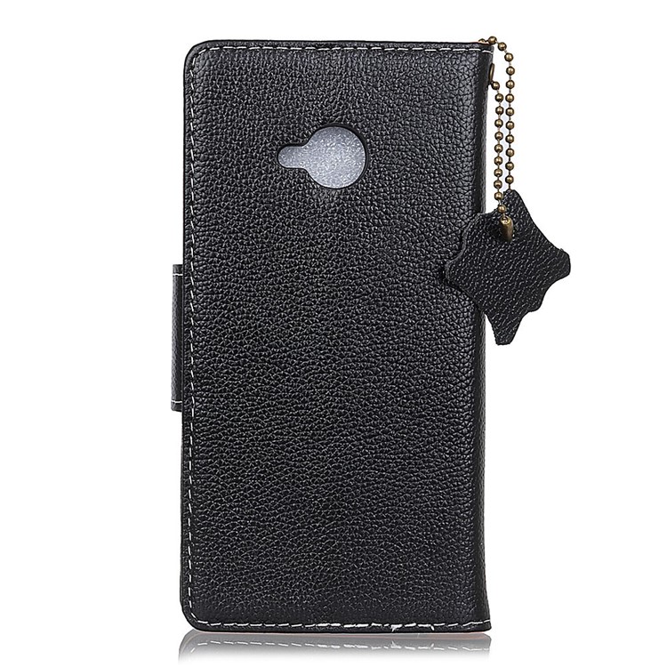 Litchi Skin Genuine Leather Wallet Stand Phone Shell for HTC U11 Life - Black-2