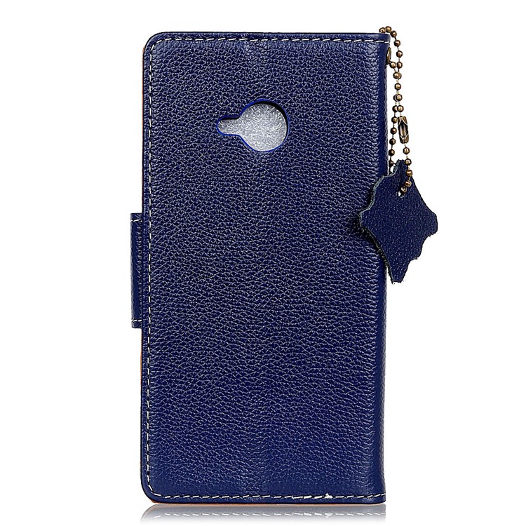 Litchi Texture Genuine Leather Wallet Stand Phone Case for HTC U11 Life - Blue-2