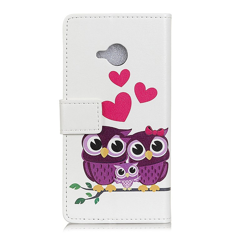 Pattern Printing Leather Wallet Case for HTC U11 Life - Hearts and Owls-2