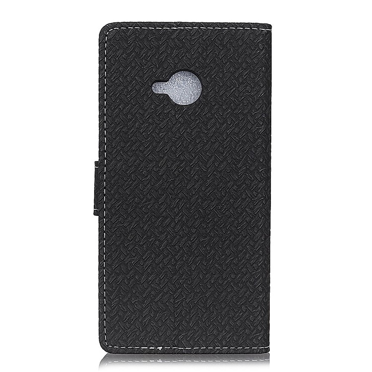Woven Texture Wallet Magnetic Leather Cell Phone Cover with Stand for HTC U11 Life - Black-2