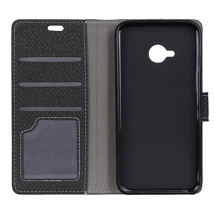 Woven Texture Wallet Magnetic Leather Cell Phone Cover with Stand for HTC U11 Life - Black-3