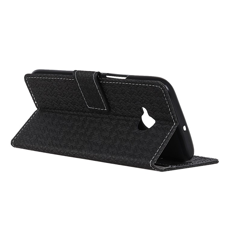 Woven Texture Wallet Magnetic Leather Cell Phone Cover with Stand for HTC U11 Life - Black-4