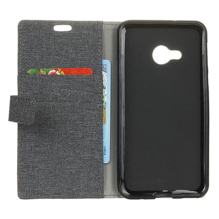 Linen Cloth Texture PU Leather Stand Wallet Case for HTC U11 Life - Black-4
