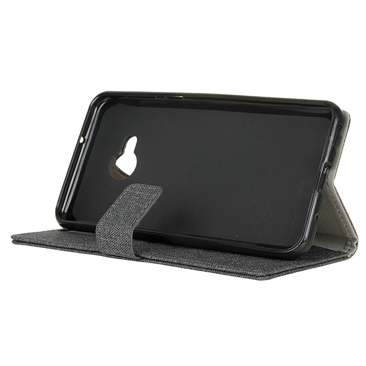 Linen Cloth Texture PU Leather Stand Wallet Case for HTC U11 Life - Black-5