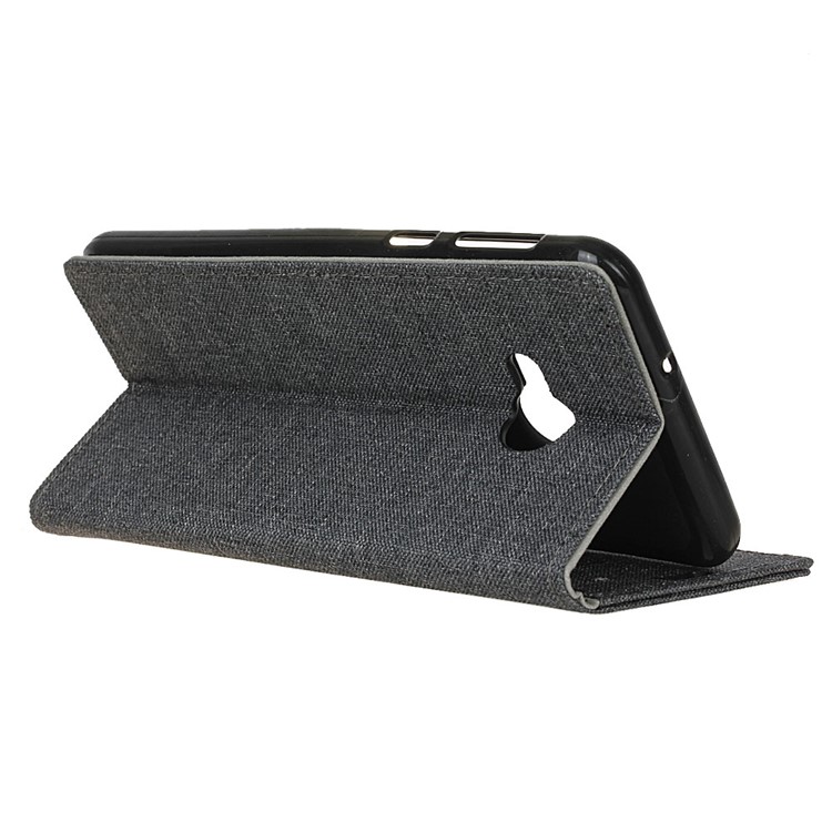 Linen Cloth Texture PU Leather Stand Wallet Case for HTC U11 Life - Black-6