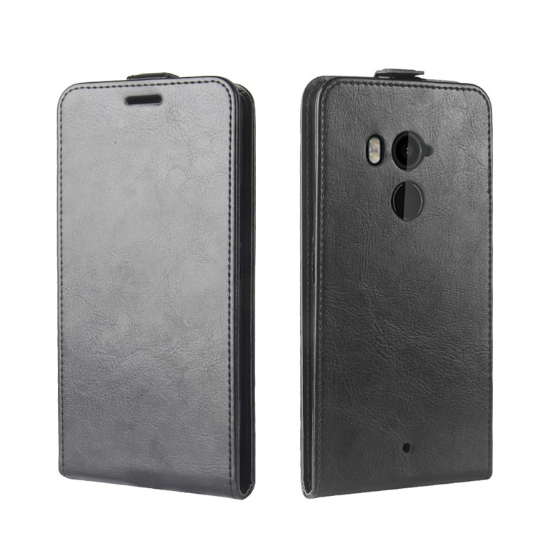 Crazy Horse Vertical Flip Leather Phone Case with Card Slot for HTC U11+ - Black-4