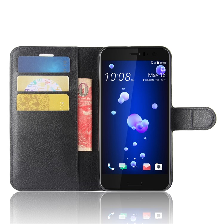 Litchi Skin Leather Wallet Case for HTC U11 Life - Black-4