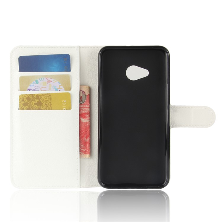 Litchi Skin Leather Wallet Cover for HTC U11 Life - White-3