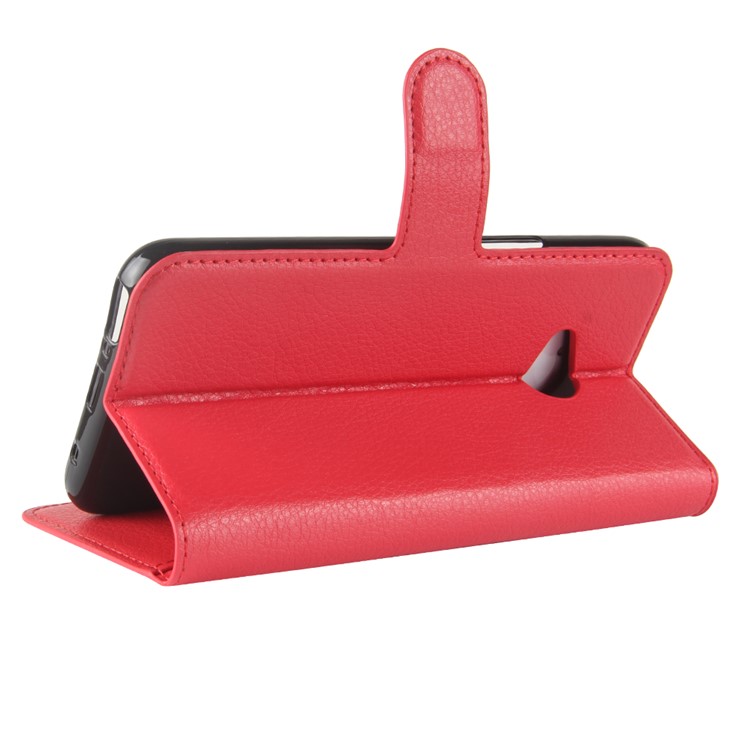 Caixa De Couro De Couro Litchi Para HTC U11 Vida - vermelho-5