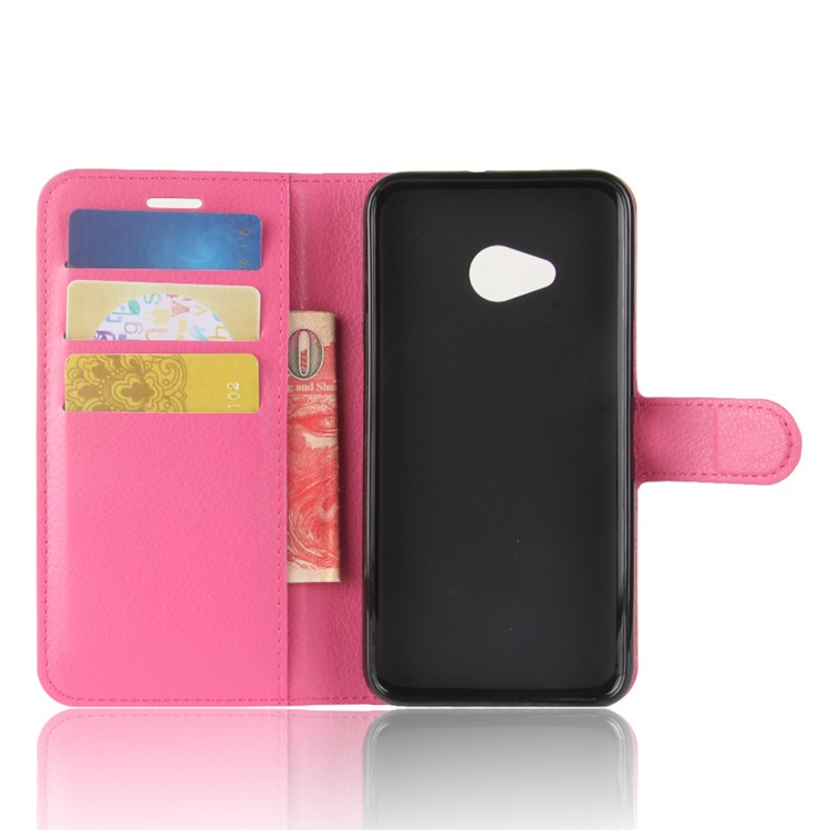 Litchi Skin Leather Wallet Shell for HTC U11 Life - Rose-3