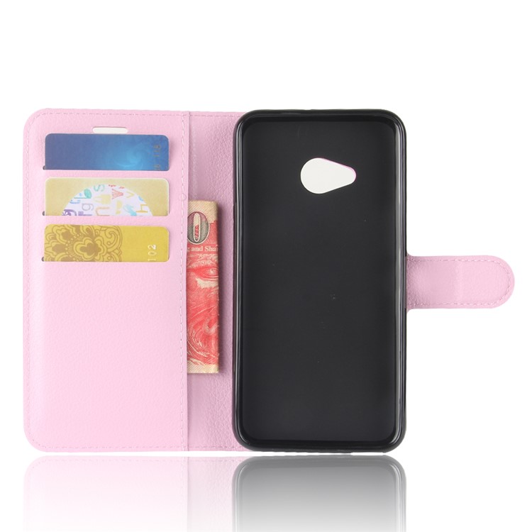 Litchi Skin Leather Wallet Cellphone Cover for HTC U11 Life - Pink-3