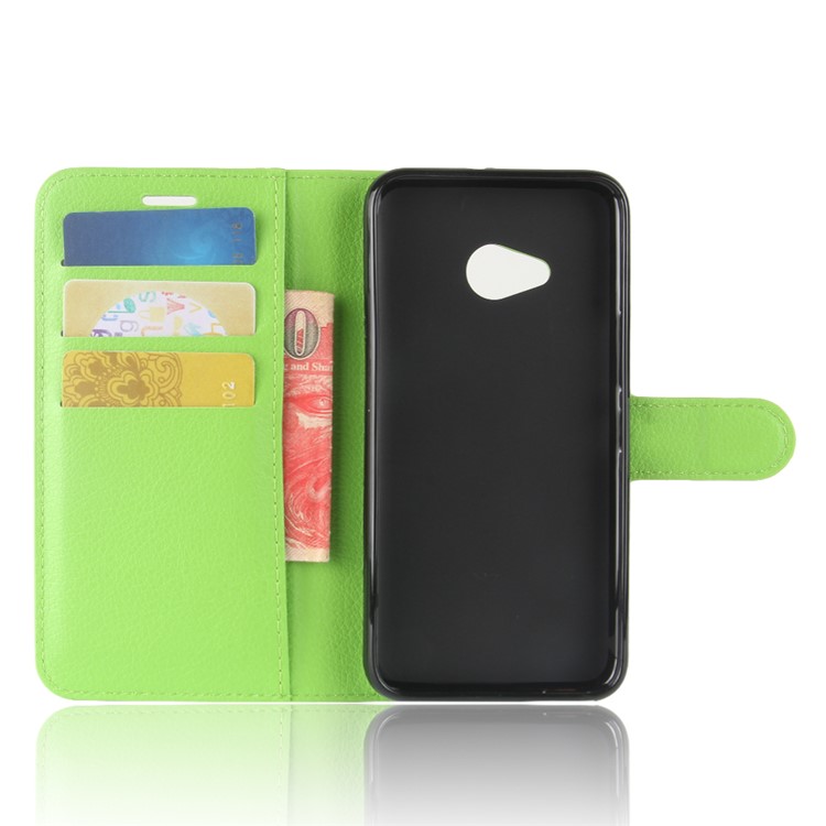 Litchi Skin Leather Wallet Mobile Phone Cover for HTC U11 Life - Green-3