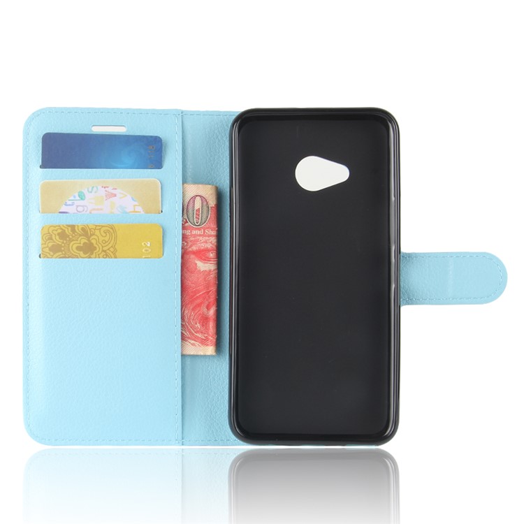 Litchi Skin Leather Wallet Cellphone Case for HTC U11 Life - Blue-3