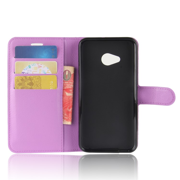 Litchi Skin Leather Wallet Mobile Phone Case for HTC U11 Life - Purple-3