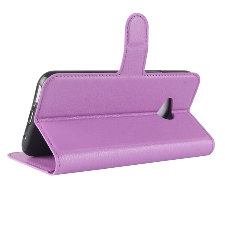 Litchi Skin Leather Wallet Mobile Phone Case for HTC U11 Life - Purple-5