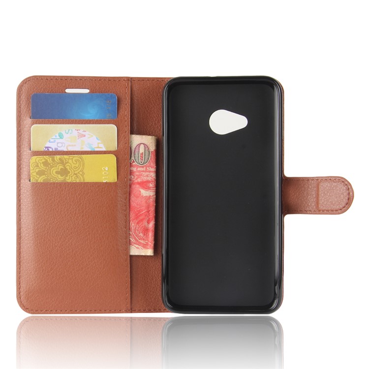Litchi Skin Leather Wallet Mobile Phone Shell for HTC U11 Life - Brown-3