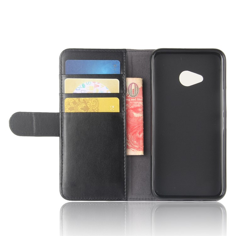 Genuine Split Leather Stand Wallet Case for HTC U11 Life - Black-4